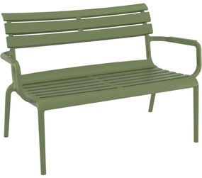 PARIS ZÁHRADNÁ LOUNGE LAVICA S PODRÚČKAMI olive green