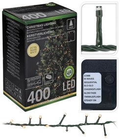 Vianočná svetelná reťaz Cluster, 400 mini teplá LED,