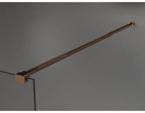 Mexen Kioto, sprchová zástena 140x200 cm, 8mm číre sklo s bielym vzorom, profil ružové zlato, 800-140-101-60-85