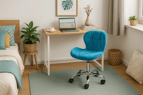 Set do pracovne ZARIMO stôl 80x40 cm biely + kreslo AVOLA VELVET modré