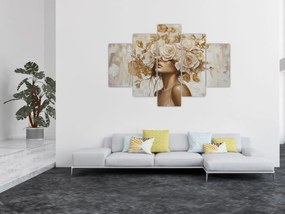 Obraz - Dievča s ružami (150x105 cm)