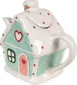 Zelená keramická kanvička chalúpka Gingerbread - 21 * 10 * 15 cm / 600 ml