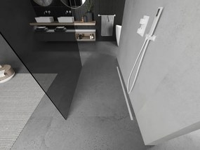 Mexen Kioto, priechodná sprchová zástena 110 x 200 cm, grafit 8 mm, 2x biela stabilizačná rozpera, 800-110-002-20-40