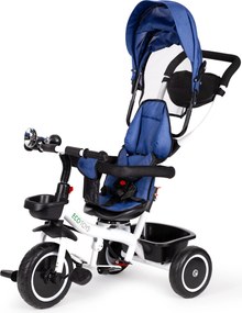 ECOTOYS detská trojkolka 360° otočné sedadlo, 5-bodový pás, odnímateľná strieška, modrá