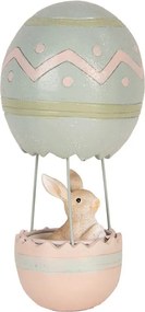 Ružovo-modrá dekorácia králik v balóne - Ø 12*25 cm
