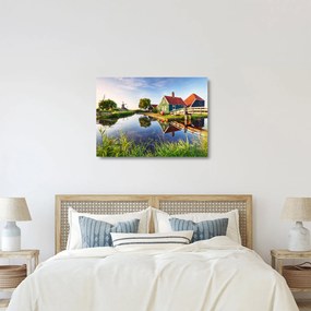 Sklenený obraz holandských mlynov (70x50 cm)