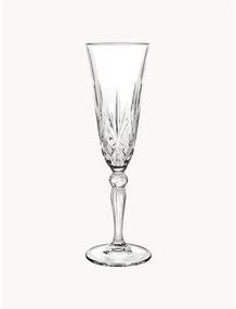 Krištáľové poháre na šampanské s reliéfnym vzorom Melodia, 6 ks