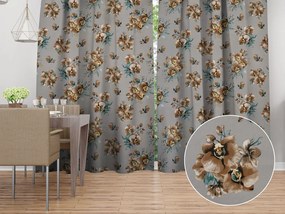 Biante Bavlnený záves Sandra SA-622 Hnedé orchidey na sivom 150x210 cm