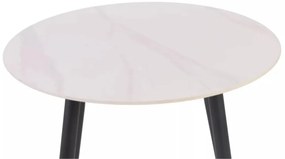 Okrúhly jedálenský stôl RION 90 cm s keramickou doskou, biely mramor