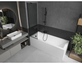 Mexen Next, vaňová zástena 1-krídlová 50 x 150 cm, fixné krídlo, 6 mm šedé sklo, čierny profil, 895-050-000-00-40-70