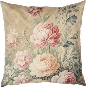 Béžový dekoratívny vankúš s kvetmi Country Style - 45*45*4 cm