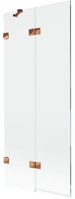 Mexen Lunar, 2-krídlová vaňová zástena ľavá 80 x 150 cm, číre sklo, ružové zlato, 897-080-100-60-00-L
