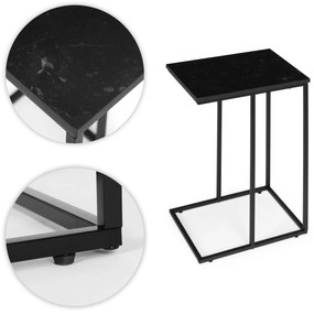 ModernHome Konferenčný stolík na notebook v tvare C, mramorová čierna ModernHome