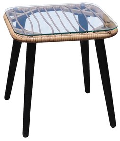 Garden Select Súprava ratanového nábytku - 2x stoličky, stôl so sklenenou doskou
