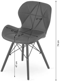 Set štyroch jedálenských stoličiek LAGO ekokoža sivé (čierne nohy) 4ks