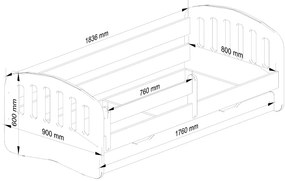 Detská posteľ PLAY 180x80 cm dub sonoma