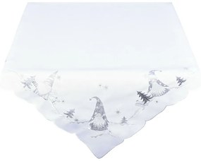 Forbyt Vianočný obrus Škriatkovia biela, 40 x 140 cm