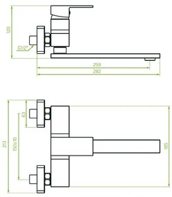 Laveo Kvadrato, kuchynská batéria nástenná L-259, čierna matná, LAV-BLQ_780D