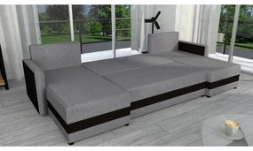 Čalúnená univerzálna rozkladacia sedacia súprava do tvaru U BRISTOL sivá/čierna