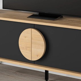 TV stolík v dekore duba v čierno-prírodnej farbe 140x51 cm Vae – Marckeric