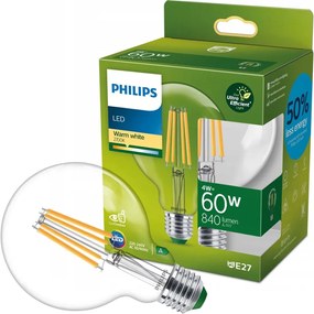 LED žiarovka E27 G95 4W = 60W 840lm 2700K teplé vlákno PHILIPS Ultra Efficient