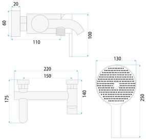 Rea Foster, vaňová batéria s ručnou sprchovou súpravou, brúsená oceľ, REA-B6326