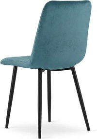Petrolejová zamatová stolička LAVA PETROL BLUE s čiernymi nohami