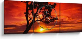 Obraz - Západ slnka (s hodinami) (90x30 cm)