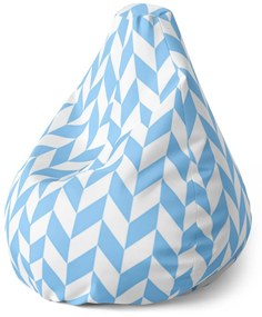 Sablio Sedací vak Pear Modro-biele kosodĺžniky - 70 x 95 x 15 cm
