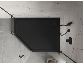 Mexen Flow+, päťuholníková sprchová vanička, pravá, 100 x 80 cm, čierna matná, 46P708010RH