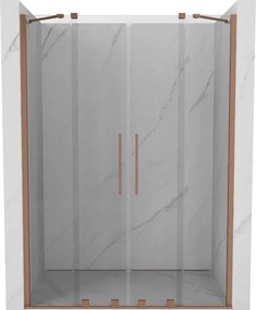 Mexen Velar Duo, posuvné dvere do otvoru 140x200 cm, 8mm číre sklo, medená matná, 871-140-000-02-65