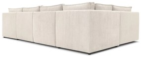 Krémovobiela menčestrová rohová pohovka (do tvaru "U"/variabilná) Nihad modular – Bobochic Paris