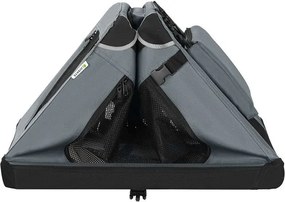 Skladací prepravný box pre psov, sivý, s posteľou, veľkosť M