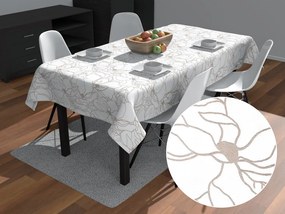 Biante Bavlnený obdĺžnikový obrus Sandra SA-268 Béžové designové kvety na bielom 140x220 cm