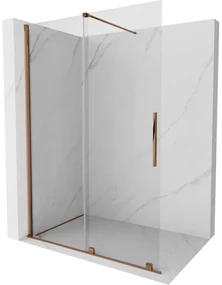 Mexen Velar, posuvné dvere do otvoru typ Walk-In 130 cm, 8mm číre sklo, ružové zlato, 871-130-000-03-60