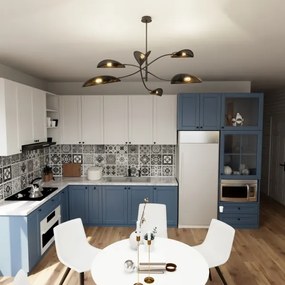 Luster na tyči LOTUS 6xE14/10W/230V čierna/zlatá