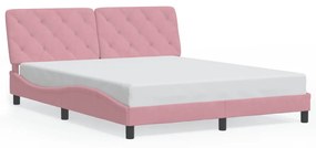 Rám postele s LED svetlami ružový 160x200 cm zamat 3213866