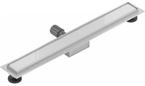 Mexen Flat nerezový sprchový žľab 60 cm vzor biele sklo, 1027060-15