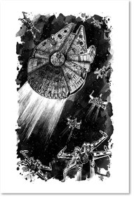 Gario Obraz na plátne Star Wars, Millennium Falcon X-Wing - Dr.Monekers Rozmery: 70 x 100 cm