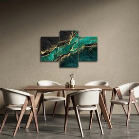 Obraz - Petrolejovo-zlaté mramorovanie (90x60 cm)