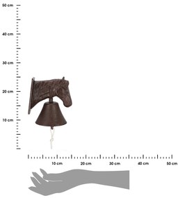 Záhradný zvonček Horse, 18,5x12 cm, liatina, hnedá