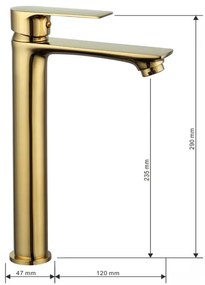 Umývadlová batéria MEXEN ROYO - zlatá - vysoká, 72210-50