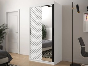 Posuvná skriňa so zrkadlom Ratintu 2 100 cm, zásuvka: áno, Farby: čierna / dub artisan + čierna