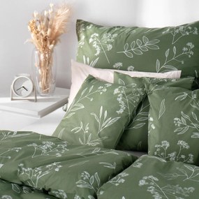 Goldea bavlnené posteľné obliečky - bylinkové lístky 140 x 200 a 70 x 90 cm