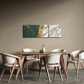 Obraz - Zelený mramor N⁰1 (s hodinami) (90x30 cm)