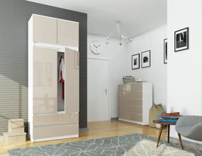 Skriňa s nadstavcom S 90 cm 2D 2SZ CLP cappuccino, lesk