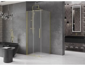 Mexen Velar, sprchový kút s posuvnými dverami 120 x 120 cm, 8mm sklo námraza, zlatá matná, 871-120-120-31-55