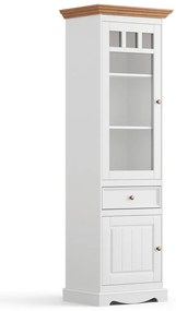 PROXIMA.store - Rustikálna vitrína ľavá 2s.1 - BELLUNO ELEGANTE FARBA: biela - dub