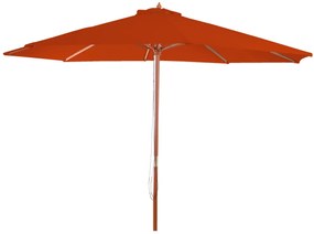 Slnečník Florida Ø 3m - polyester/drevo - terakota