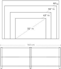 VASAGLE TV stolík priemyselný hnedý 140 x 50 x 39 cm